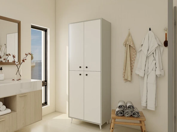 Vadi Çok Amaçlı Banyo/Kiler Dolabı Külgri-Beyaz - Resim 2