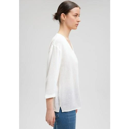 V YAKA UZUN KOLLU BLUZ - Resim 5