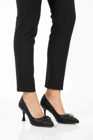Pierre Cardin Siyah Saten İnce Topuklu Kadın Abiye Ayakkabı PC-55201 Z ürün görseli