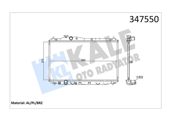 KALE 347550 RADYATÖR AL/PL/BRZ CIVIC IX MT 19010R1AA02 ürün görseli 1