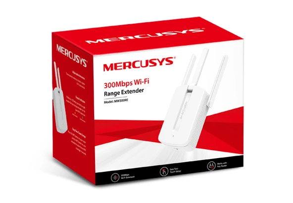 Mercusys MW300RE | N300 Mbps Wi-Fi 4 Menzil Genişletici | 3 Harici Anten | Tek Tuşla Kolay Kurulum ürün görseli 1
