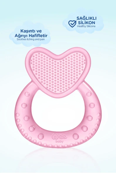 WEE BABY Kalpli Silikon Diş Kaşıyıcı Pembe 912 - Resim 3
