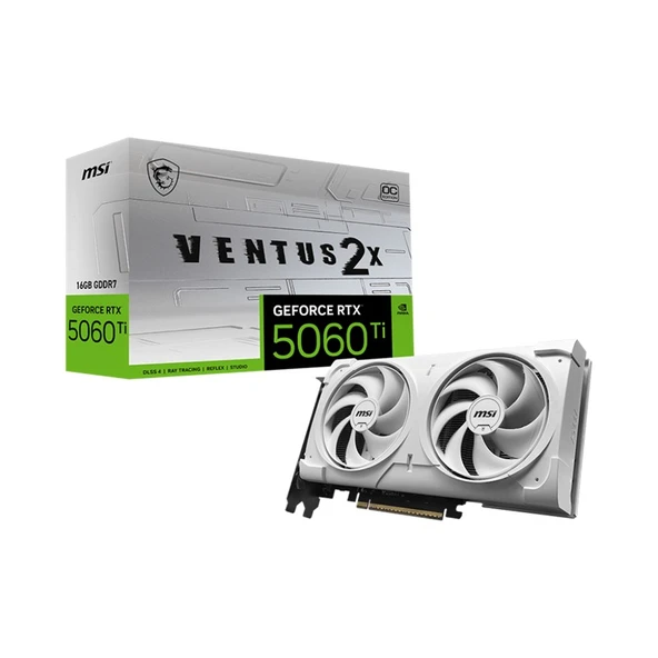 MSI GEFORCE RTX5060TI 16G VENTUS 2X OC WHITE PLUS 16GB GDDR7 128BIT 3XDP 1XHDMI EKRAN KARTI ürün görseli