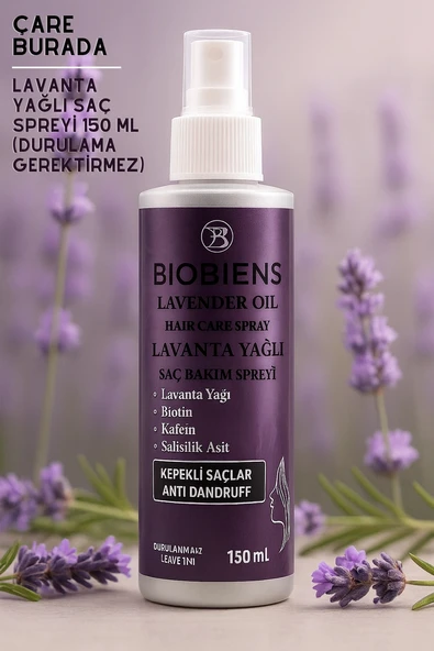 Biobiens - Lavanta Yağlı Saç Spreyi 150 Ml (Biotin & Kafein & Salisilik Asit) (Kepekli Saçlar) ürün görseli 1