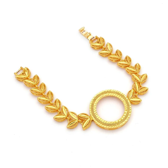 Altın Kaplama İmitasyon  Çiçek Desenli Yarım Çerçeve Bileklik BLK-1185 ürün görseli