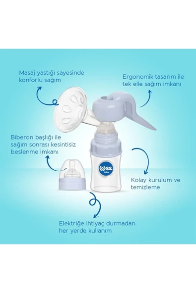 WEE BABY Pratik Manuel Göğüs Pompası Yeni Ambalaj + Alıştırma Bardağı Hediyeli - Resim 3