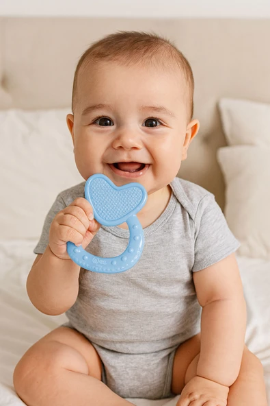 WEE BABY Kalpli Silikon Diş Kaşıyıcı Mavi - Resim 5