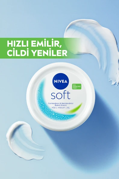 NIVEA Soft Nemlendirici Vücut Bakım Kremi 200ml, Jojoba Yağı, E Vitamini, Yüz Vücut El, Yumuşak Cilt Hissi - Resim 4