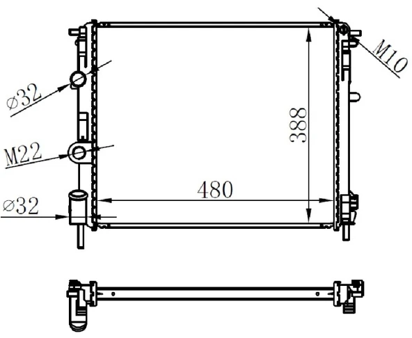ORIS MRN046023 RADYATÖR CLIO II-KNG-LOGAN1.5 DCI-1.6 16V-1.9 DTI-K4M AC MEK 480x414.5x23 7700428082 ürün görseli 1