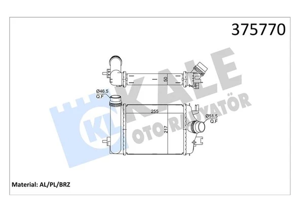 KALE 375770 TURBO RADYATÖRÜ INTERCOOLER RENAULT CLIO V 1.0TCE 20 >NISSAN MICRA V BRAZING 255x217x50 144966668R ürün görseli 1