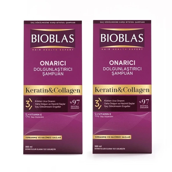 Bibolas Keratin Collagen Onarıcı Dolgunlaştırıcı Şampuan 360 ml 2 ADET ürün görseli 1