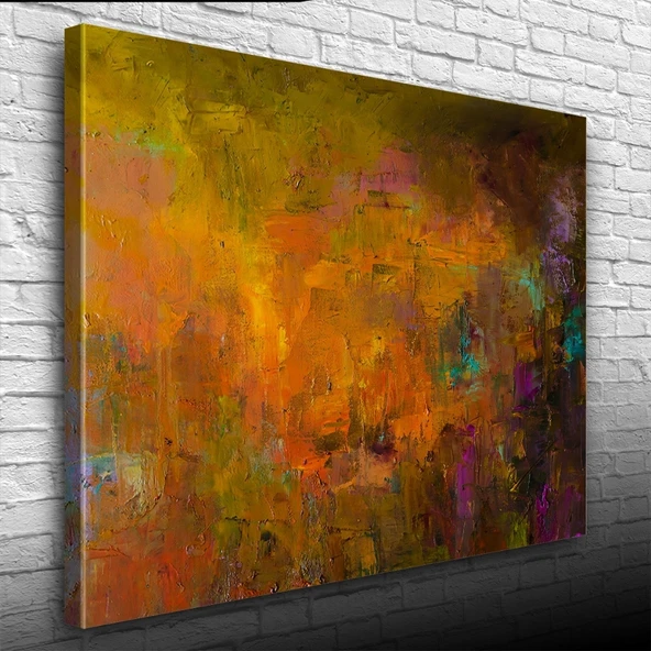 Sarı ve Yeşil Tonlarda Soyut Yağlıboya Kanvas Tablo 50 x 70 ürün görseli 1