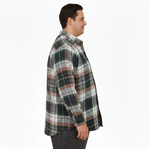 Büyük Beden Gömlek Tek Cep Oduncu 25394 Nefti - Resim 3