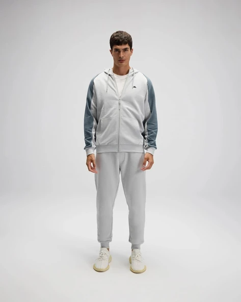 Ellesse EM560 Erkek Gri Fermuarlı Kapüşonlu Gri Sweat ürün görseli 1