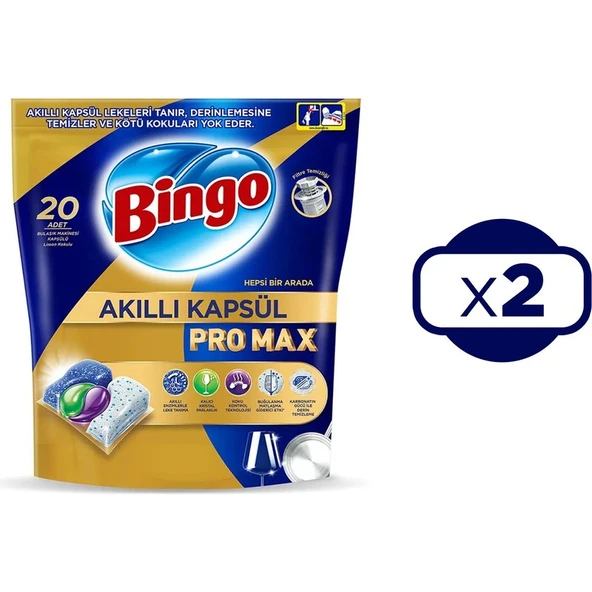 Bingo Akıllı Kapsül Pro Max Bulaşık Makinesi Tableti 20 Li x 2 Adet (40 Kapsül) - Resim 2