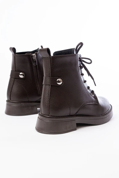 Kahve Galata Bağcıklı Fermuarlı Günlük Kadın Bot - Resim 2