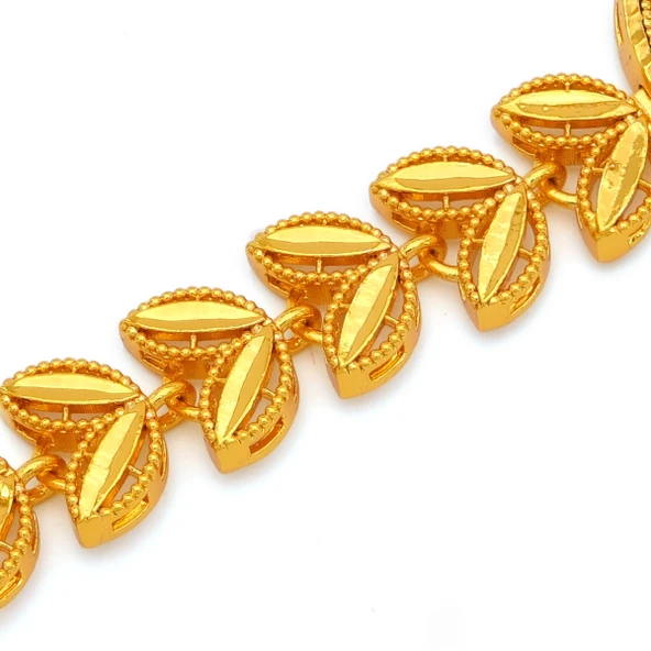 Altın Kaplama İmitasyon Çiçek Desenli Çeyrek Çerçeve Bileklik BLK-1182 - Resim 4