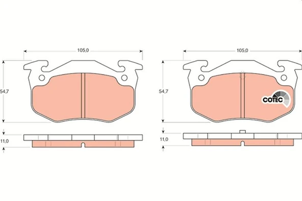 TRW GDB1305 ARKA FREN BALATASI PEUGEOT P106 96>04 P205 87>98 P206 00>09 P306 97>01 P309 89>93 CITROEN SAXO 96>04 XSARA 97>05 ZX 92>97 RENAULT R9-R19- MGN I-CLIO I-II İNCE TİP 4254.42-4254.90-4252.71-7 ürün görseli 1