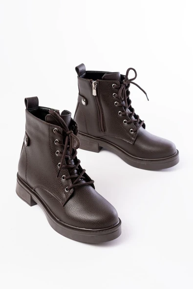 Kahve Galata Bağcıklı Fermuarlı Günlük Kadın Bot - Resim 5