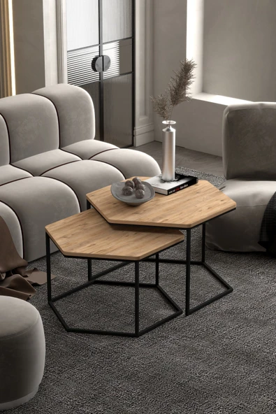 Orta Sehpa Altıgen İkili Lüx Atlantik Çam - Resim 6