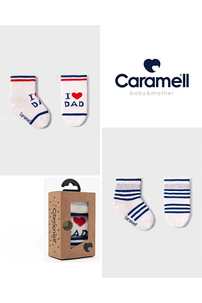 Caramell Pamuklu Erkek Bebek 3'lü Çorap 0-3 Ay CRML.COE2122 - Resim 2