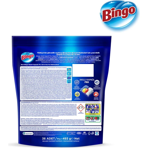 Bingo Akıllı Kapsül Pro Bulaşık Makinesi Deterjanı Tableti 50'li - Resim 3