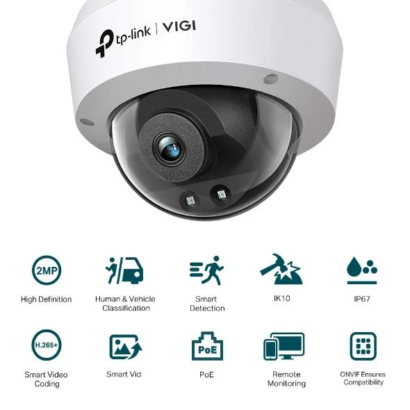 TP-LINK VIGI 2MP C220I V1.0 2.8MM LENS 30 METRE IR LED POE İNSAN/ARAÇ ALGILAMA (Dahili Mikrofon) İp Kamera - Resim 2