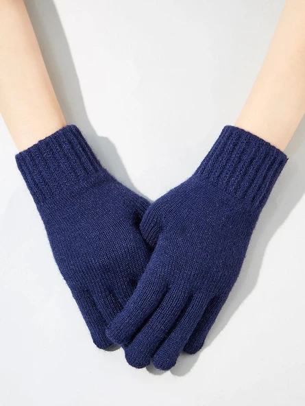 Erkek Eldiven Kışlık Örgü Eldiven Siyah - Resim 4