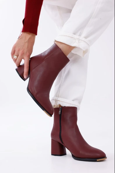 Kadın Bilekte Blok Topuklu Yanı Fermuarlı Günlük Bot - Resim 3