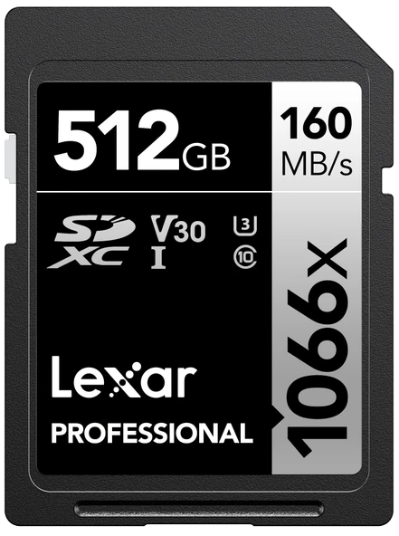 LEXAR 512GB LSD1066512G-BNNNG SD PROFESSIONAL 1066X SDXC UHS-I CARDS UP TO 160MB/S READ 120MB/S WRITE C10 V30 U3 ürün görseli