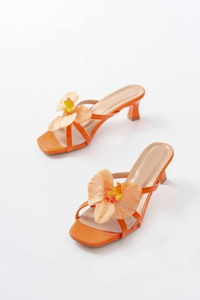 Orange Orkide Detaylı İnce Topuklu Kadın Terlik ürün görseli 1