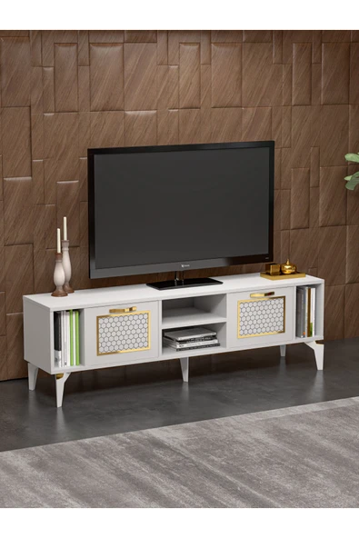 Tv Sehpası Ünitesi Tekli Orta Sehpa 3'Lü Zigon Sehpa Set Üç Ürün Beyaz - Resim 3