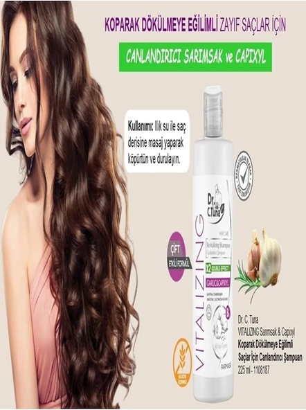 FARMASİ Dr.C.Tuna Vitalizing Sarimsakli Şampuan 225 ml - Resim 4