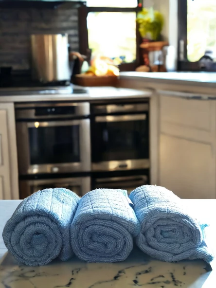 Technow Misclean Mikrofiber Mutfak Temizlik Bezi 40*40 cm Mavi (3 Adet) - Resim 3