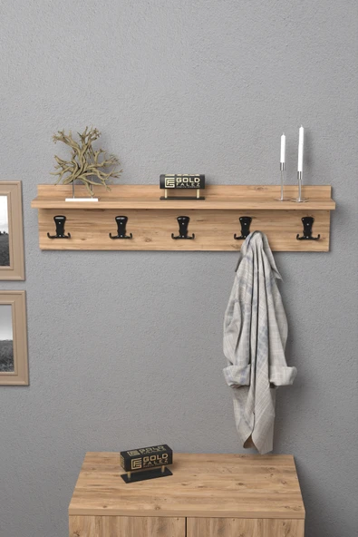 Askılık Duvar Elbise Askılığı Portmanto 80 Cm Ceviz Düz ürün görseli 1