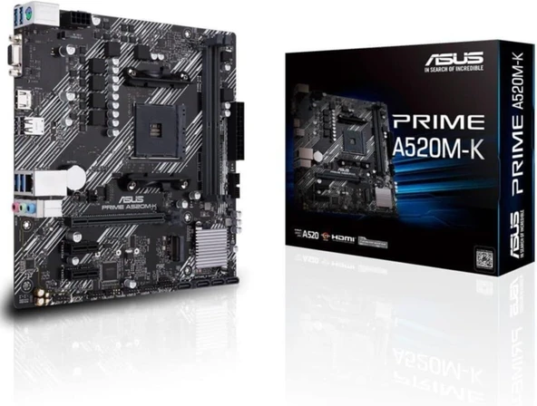 Asus Prıme A520M-K Amd A520 Am4 DDR4 4400 Hdmı Vga M2 Usb3.2 Matx(Prıme A520M-K) Anakart OUTLET ürün görseli 1