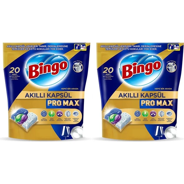 Bingo Akıllı Kapsül Pro Max Bulaşık Makinesi Tableti 20 Li x 2 Adet (40 Kapsül) ürün görseli