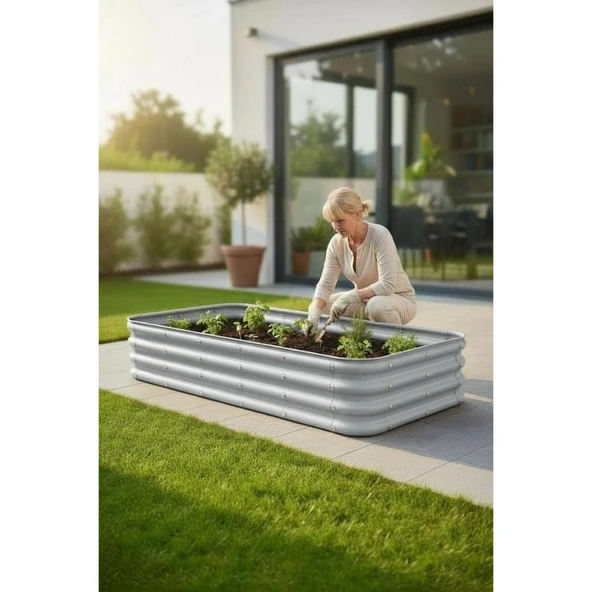 Modüler Yükseltilmiş Bahçe Yatağı Yükseltilmiş Sebze Yatağı No:8 (165X85) Gri ürün görseli