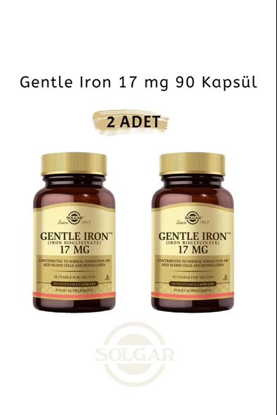 Solgar Gentle Iron 17mg 90 Kapsül 2 Adet ürün görseli