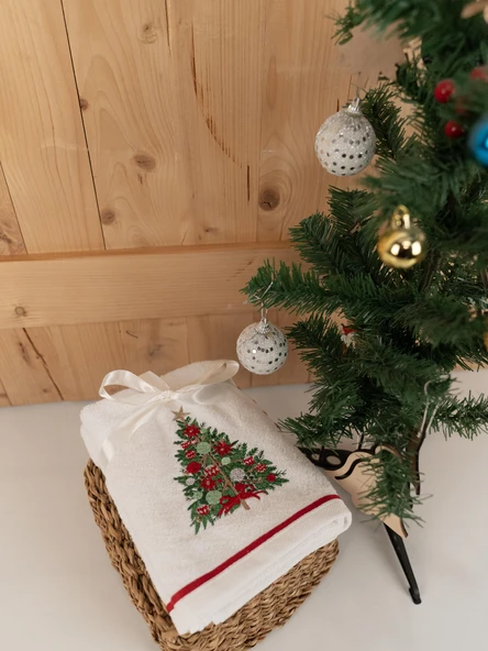 Pamuklu 2'li 50x70 cm Premium Nakışlı Hediyelik Havlu Seti Baveno - Resim 3