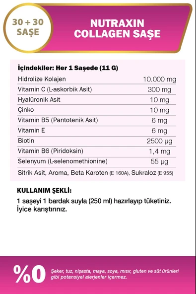Nutraxin Collagen 60 Saşe - Resim 3