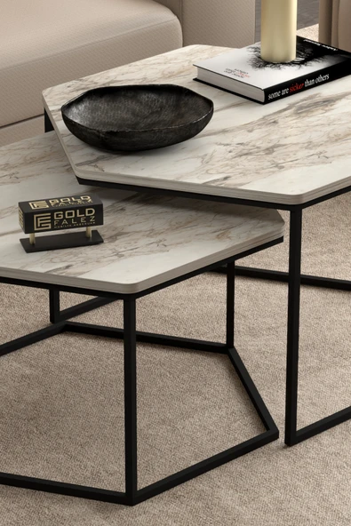 Orta Sehpa Altıgen İkili Lüx Efes - Resim 2