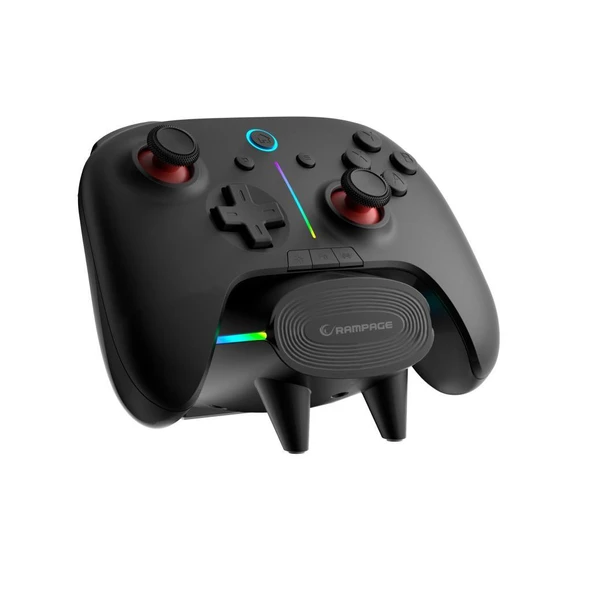Rampage HYDRA PRO Siyah BT + 2.4 GHz Şarj İstasyonlu PC Gamepad RGB Joypad - Resim 2