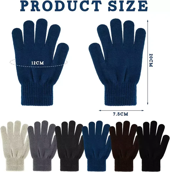 Erkek Eldiven Kışlık Örgü Eldiven Siyah - Resim 5