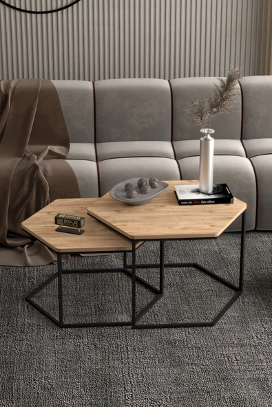 Orta Sehpa Altıgen İkili Lüx Atlantik Çam - Resim 2