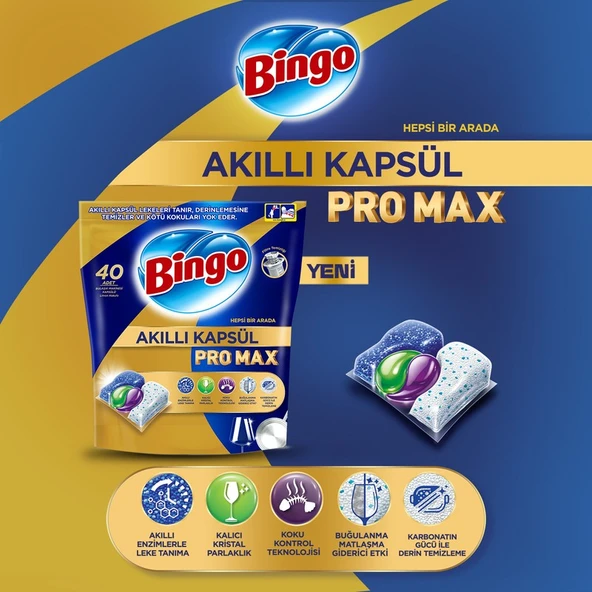 Bingo Akıllı Kapsül Pro Max Bulaşık Makinesi Deterjanı Tableti 20 Adet - Resim 4