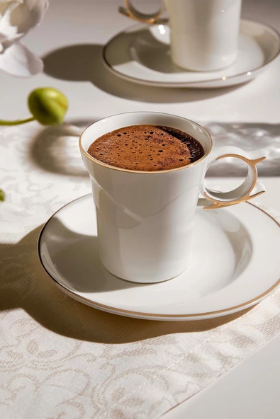 Nehr Laura 6 Kişilik 12 Parça Porselen Kahve Fincan Takımı - Resim 3