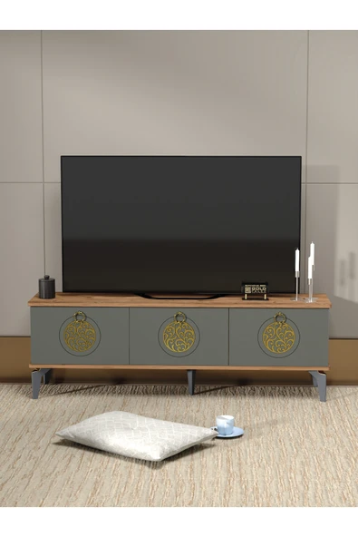 Tv Sehpası Ünitesi 2'Li Orta Sehpa 3'Lü Zigon Sehpa Set Üç Ürün Traverten - Resim 3