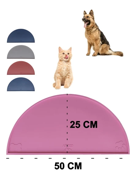 Silikon Mama Matı Havuzlu Yıkanabilir Kaymaz Evcil Hayvan Beslenme Matı Kedi Köpek Paspası 50X25 CM BEJ RENK - Resim 5