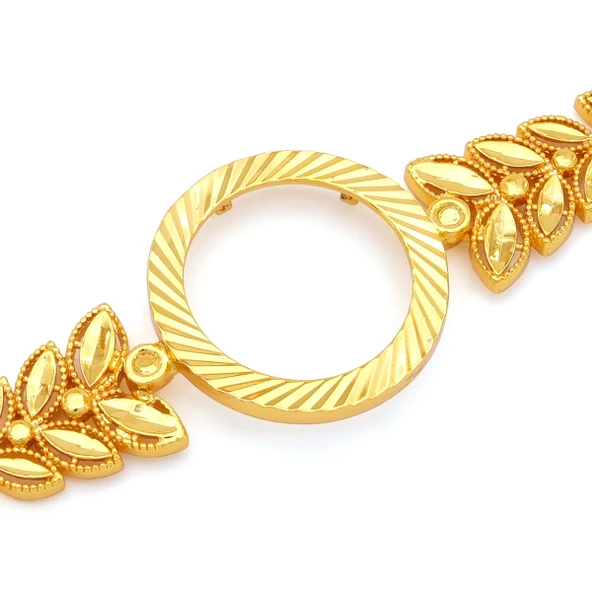 Altın Kaplama İmitasyon Çiçek Desenli Yarım Çerçeve Bileklik BLK-1177 - Resim 3